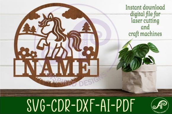 Download Unicorn Name Sign Svg Laser Cut Template - Unicorn name sign svg Collection