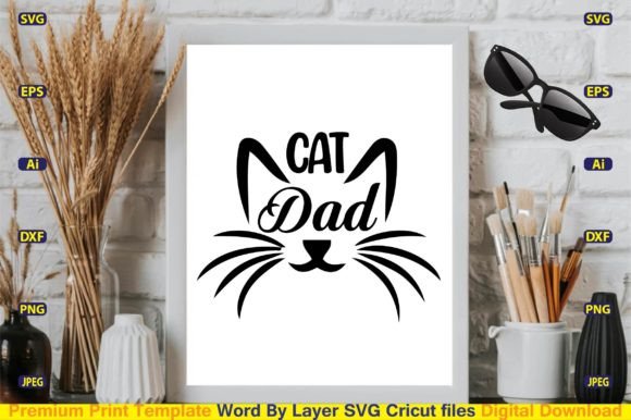 Download Cat Dad SVG Vector Cut Files Design - Premium Resources