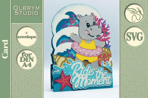 Download Hippo Summer Vacation Greeting Card SVG - Vacation Collection